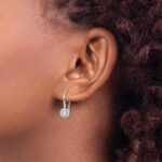 14k White Gold 1 carat Lab Grown Diamond VS/SI+ G+ Complete Drop Leverback Earrings - Image 3