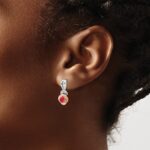 14K Two-tone White and Rose Gold Ruby and Diamond Flower Post Earrings - Image 4