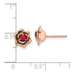 14K Two-tone White and Rose Gold Ruby Flower Post Earrings - Image 3