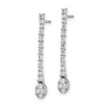 14k White Gold Polished 1/2 carat Diamond Drop Post Earrings - Image 2