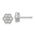 14k White Gold 1/2 carat Diamond Floral Post Earrings