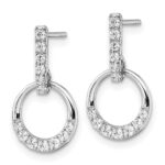 14k White Gold Circle 3/8 carat Diamond Dangle Post Earrings - Image 2