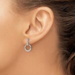 14k White Gold Circle 3/8 carat Diamond Dangle Post Earrings - Image 3