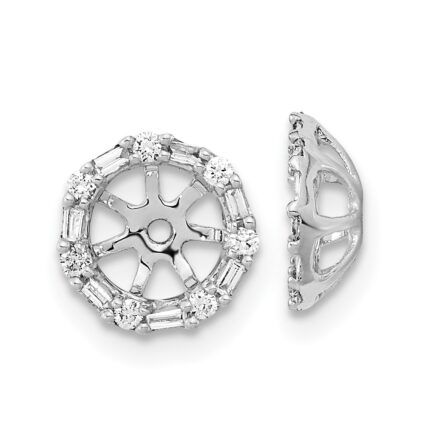 14k White Gold 1/5 carat Diamond Circle Earring Jackets