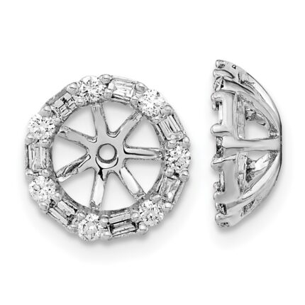 14k White Gold 1/3 carat Diamond Circle Earring Jackets