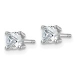 14k White Gold 1 carat Lab Grown Diamond VS/SI+ G+ Cushion Complete Four Prong Stud Earrings - Image 2