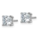 14k White Gold 2 carat Certified Lab Grown Diamond VS+ F+ Cushion Complete Four Prong Stud Earrings - Image 2