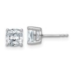 14k White Gold 2 carat Lab Grown Diamond VS/SI+ G+ Cushion Complete Four Prong Stud Earrings