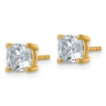 14k 2 carat Certified Lab Grown Diamond VS+ F+ Cushion Complete Four Prong Stud Earrings - Image 2