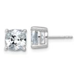 14k White Gold 5 carat Lab Grown Diamond VS/SI+ G+ Cushion Complete Four Prong Stud Earrings