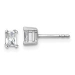 14k White Gold 1/2 carat Lab Grown Diamond VS+ F+ Radiant Complete Four Prong Stud Earrings