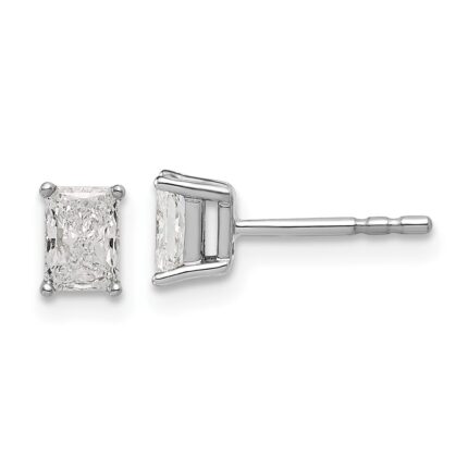 14k White Gold 5/8 carat Lab Grown Diamond VS+ F+ Radiant Complete Four Prong Stud Earrings