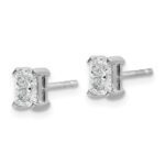 14k White Gold 3/4 carat Lab Grown Diamond VS+ F+ Radiant Complete Four Prong Stud Earrings - Image 2