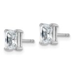 14k White Gold 1 carat Lab Grown Diamond VS/SI+ G+ Radiant Complete Four Prong Stud Earrings - Image 2