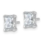14k White Gold 1 1/2 carat Lab Grown Diamond VS/SI+ G+ Radiant Complete Four Prong Stud Earrings - Image 2