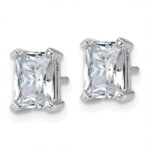 14k White Gold 3 carat Certified Lab Grown Diamond VS/SI+ G+ Radiant Complete Four Prong Stud Earrings - Image 2