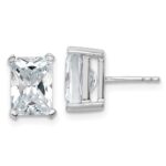 14k White Gold 5 carat Lab Grown Diamond VS/SI+ G+ Radiant Complete Four Prong Stud Earrings