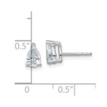 14k White Gold 1 carat Lab Grown Diamond VS/SI+ G+ Complete Pear Three Prong Stud Earrings - Image 4