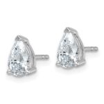14k White Gold 1 1/2 carat Lab Grown Diamond VS+ F+ Complete Pear Three Prong Stud Earrings - Image 2