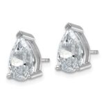14k White Gold 5 carat Lab Grown Diamond VS/SI+ G+ Complete Pear Three Prong Stud Earrings - Image 2