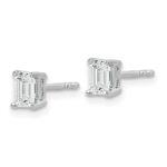 14k White Gold 5/8 carat Lab Grown Diamond VS/SI+ G+ Emerald Complete Four Prong Stud Earrings - Image 2