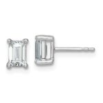 14k White Gold 1 1/2 carat Lab Grown Diamond VS/SI+ G+ Emerald Complete Four Prong Stud Earrings