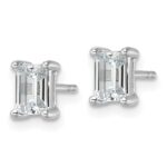 14k White Gold 1 1/2 carat Lab Grown Diamond VS/SI+ G+ Emerald Complete Four Prong Stud Earrings - Image 2