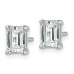 14k White Gold 2 carat Certified Lab Grown Diamond VS/SI+ G+ Emerald Complete Four Prong Stud Earrings - Image 2