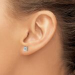 14k 2 carat Lab Grown Diamond VS+ F+ Emerald Complete Four Prong Stud Earrings - Image 3