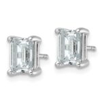 14k White Gold 3 carat Lab Grown Diamond VS/SI+ G+ Emerald Complete Four Prong Stud Earrings - Image 2