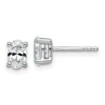 14k White Gold 3/4 carat Lab Grown Diamond VS+ F+ Complete Oval Four Prong Stud Earrings