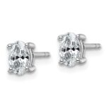 14k White Gold 3/4 carat Lab Grown Diamond VS+ F+ Complete Oval Four Prong Stud Earrings - Image 2