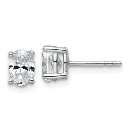 14k White Gold 1 carat Certified Lab Grown Diamond VS+ F+ Complete Oval Four Prong Stud Earrings