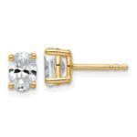 14k 1 carat Lab Grown Diamond VS+ F+ Complete Oval Four Prong Stud Earrings