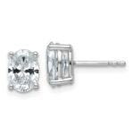 14k White Gold 2 carat Lab Grown Diamond VS+ F+ Complete Oval Four Prong Stud Earrings