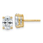14k 2 carat Lab Grown Diamond VS+ F+ Complete Oval Four Prong Stud Earrings