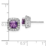 14k White Gold 3/8 carat Lab Grown Diamond VS/SI+ G+ February Birthstone Amethyst Halo Post Earrings - Image 4