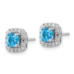 14k White Gold 3/8 carat Lab Grown Diamond VS/SI+ G+ December Birthstone Blue Topaz Halo Post Earrings - Image 2