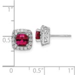 14k White Gold 3/8 carat Lab Grown Diamond VS/SI+ G+ July Birthstone Lab Created Ruby Halo Post Earrings - Image 4