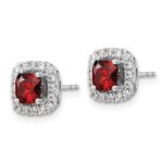 14k White Gold 3/8 carat Lab Grown Diamond VS/SI+ G+ January Birthstone Garnet Halo Post Earrings - Image 2