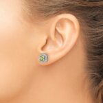 14k White Gold 3/8 carat Lab Grown Diamond VS/SI+ G+ August Birthstone Peridot Halo Post Earrings - Image 3