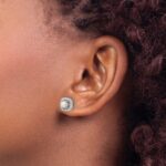 14k White Gold 3/8 carat Lab Grown Diamond VS/SI+ G+ June Birthstone Freshwater Cultered Pearl Halo Post Earrings - Image 3