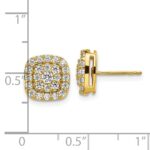 14k 7/8 carat Lab Grown Diamond VS/SI+ G+ Complete Square Halo Post Earrings - Image 4