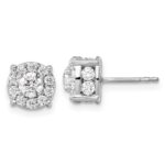 10k White Gold 1 1/2 carat Lab Grown Diamond VS/SI+ G+ Complete Round Fashion Halo Post Earrings