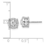 14k White Gold 1 1/2 carat Lab Grown Diamond VS/SI+ G+ Complete Round Fashion Halo Post Earrings - Image 4