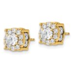 14k 2 carat Lab Grown Diamond VS/SI+ G+ Complete Round Fashion Halo Post Earrings - Image 2