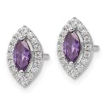 14k White Gold 1/5 carat Lab Grown Diamond VS/SI+ G+ and Amethyst February Birthstone Post Earrings - Image 2