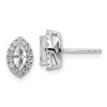 14k White Gold 1/5 carat Lab Grown Diamond VS/SI+ G+ and White Sapphire April Birthstone Post Earrings