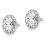 14k White Gold 1 1/5 carat Lab Grown Diamond VS/SI+ G+ Oval Halo Stud Earrings - Image 2