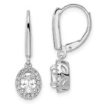14k White Gold 1 1/5 carat Lab Grown Diamond VS/SI+ G+ Complete Oval Drop Leverback Earrings